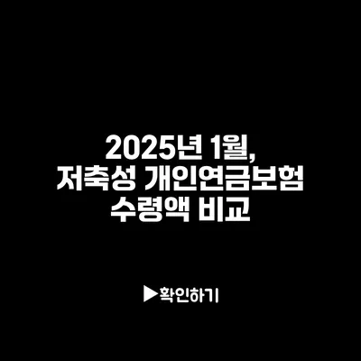 2025년 1월, 저축성 개인연금보험 수령액 비교