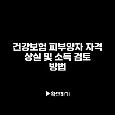 건강보험 피부양자 자격 상실 및 소득 검토 방법