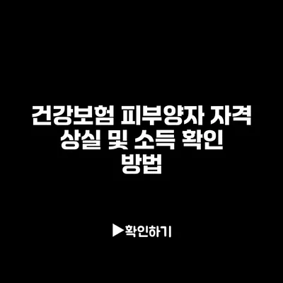 건강보험 피부양자 자격 상실 및 소득 확인 방법