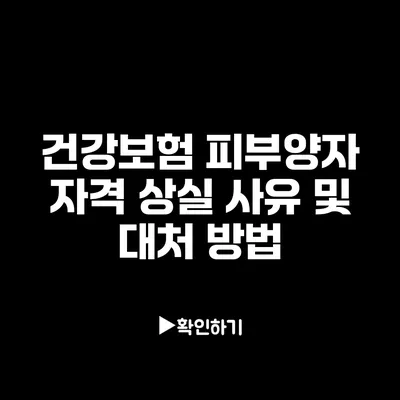 건강보험 피부양자 자격 상실 사유 및 대처 방법