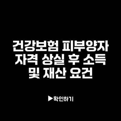 건강보험 피부양자 자격 상실 후 소득 및 재산 요건