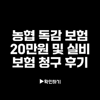 농협 독감 보험 20만원 및 실비 보험 청구 후기