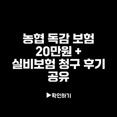 농협 독감 보험 20만원 + 실비보험 청구 후기 공유