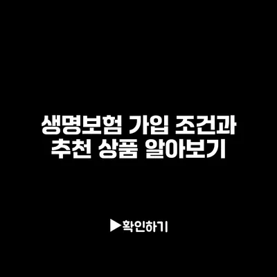 생명보험 가입 조건과 추천 상품 알아보기