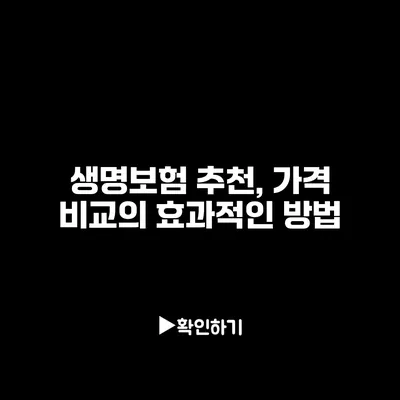 생명보험 추천, 가격 비교의 효과적인 방법