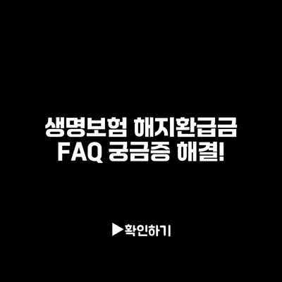 생명보험 해지환급금 FAQ: 궁금증 해결!