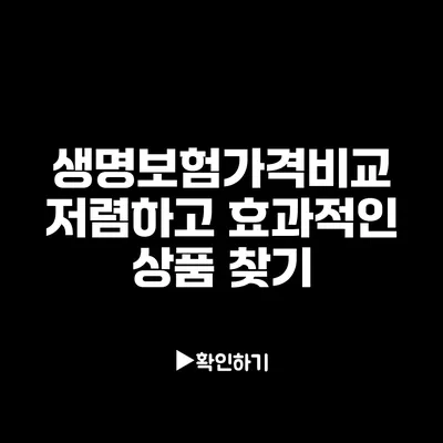 생명보험가격비교: 저렴하고 효과적인 상품 찾기