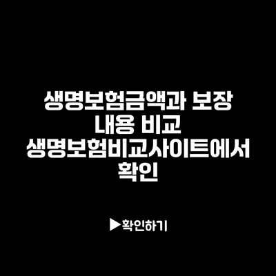 생명보험금액과 보장 내용 비교: 생명보험비교사이트에서 확인