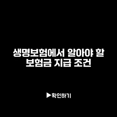 생명보험에서 알아야 할 보험금 지급 조건