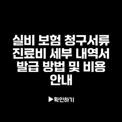 실비 보험 청구서류: 진료비 세부 내역서 발급 방법 및 비용 안내