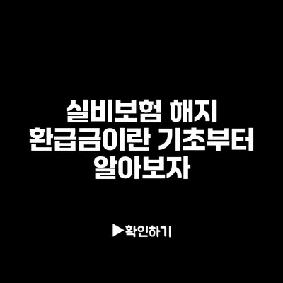 실비보험 해지 환급금이란? 기초부터 알아보자