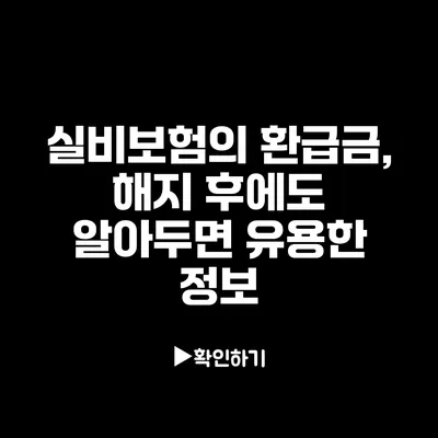 실비보험의 환급금, 해지 후에도 알아두면 유용한 정보