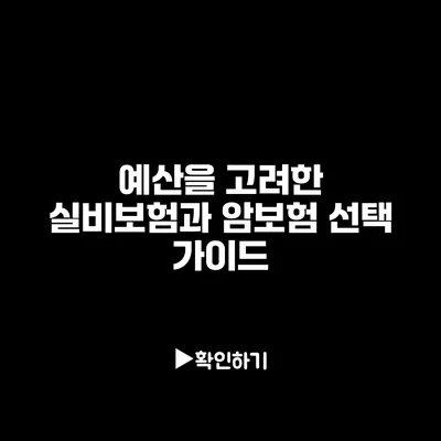 예산을 고려한 실비보험과 암보험 선택 가이드