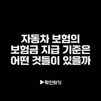 자동차 보험의 보험금 지급 기준은 어떤 것들이 있을까?