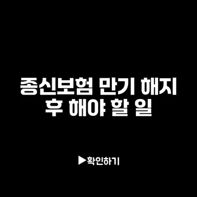 종신보험 만기 해지 후 해야 할 일