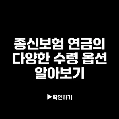 종신보험 연금의 다양한 수령 옵션 알아보기