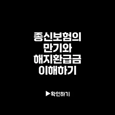 종신보험의 만기와 해지환급금 이해하기