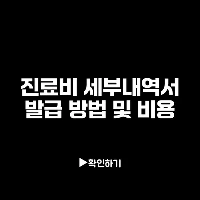 진료비 세부내역서 발급 방법 및 비용