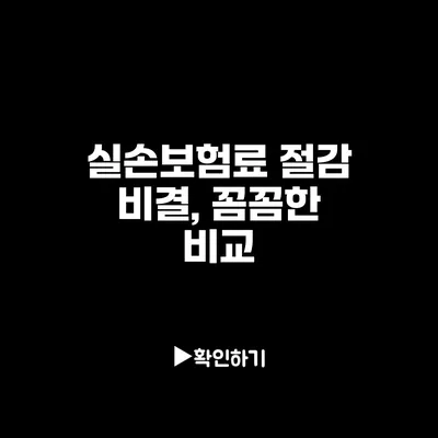 실손보험료 절감 비결, 꼼꼼한 비교