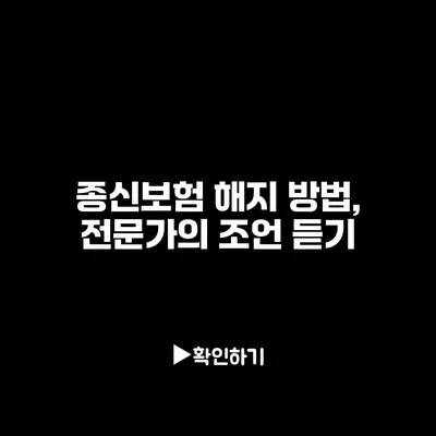 종신보험 해지 방법, 전문가의 조언 듣기